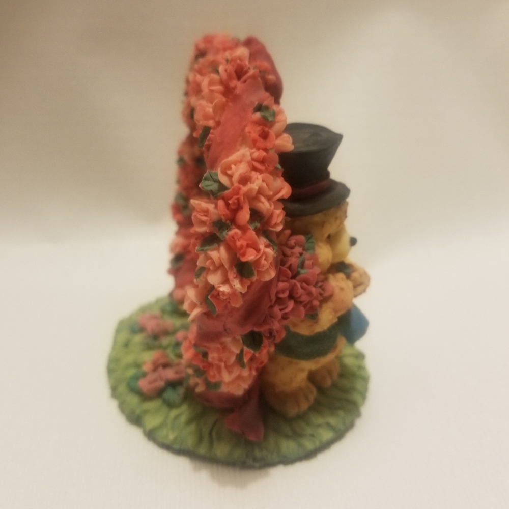 EUC vtg teddies figurine w roses & hearts - Picture 4 of 6